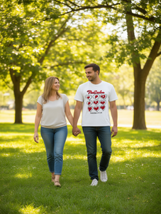 T-Shirt Coordinata per Coppie Pawcee Vestibilità Comoda Manica Corta Casual per Tutte le Stagioni Collo Tondo 100% Cotone Lavabile in Lavatrice Outfit Unisex - Product Image 2