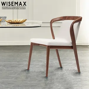WISEMAX FURNITURE minimalist luxury dinning room furniture wooden leather dinning chairs commercial sillas