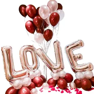 Globos metalizados con letras LOVE para fiestas, globos de látex de aluminio con helio para bodas y San Valentín, 12 pulgadas, 18 pulgadas, corazón, 32 pulgadas