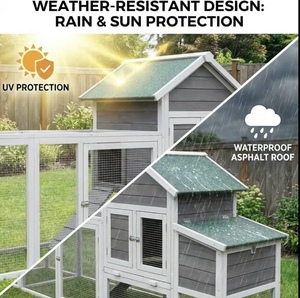 Large Chicken Coop with <strong>Run</strong> Outdoor Hen House Spacious Design Durable Wood Weather Resistant <strong>for</strong> Backyard Farming - Product Image 2