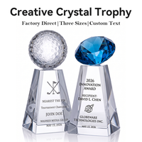 Trophée en cristal biseauté personnalisé, design globe diamanté, pour tournois scolaires et sportifs professionnels