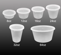 Contenants alimentaires jetables ronds en plastique, hermétiques, avec couvercle à une main, micro-ondables, pour soupes et plats préparés, 8oz, 12oz, 16oz, 24oz, 32oz, 64oz