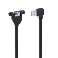 Adaptador de ángulo recto de extensión USB 3,0 Montaje en panel blindado trenzado con orificio para tornillo Tipo a macho a hembra Cable externo para computadora