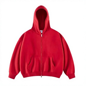 เสื้อฮู้ดซิปผู้ชายทรงโอเวอร์ไซส์ สีพื้น ผ้าฝ้ายเฟรนช์เทอร์รี่ สวมใส่สบาย ทรงปกติ เหมาะสำหรับฤดูใบไม้ร่วง - Product Image 3