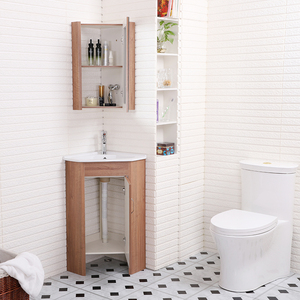 New <strong>Free</strong> <strong>Standing</strong> PVC Modern Hotel <strong>Bathroom</strong> Corner Cabinet with Ceramic Basin and Framed <strong>Mirror</strong> - Product Image 2