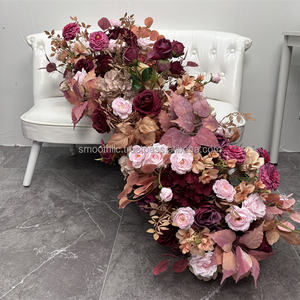 Panel de Flores Artificiales de Diseño Nuevo para Otoño, Decoración de Pasillo de Boda, Hojas Rojas y Marrones - Product Image 2