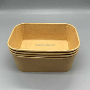Contenant alimentaire jetable en papier kraft brun et blanc, bol à soupe avec couvercle en papier, qualité alimentaire, prix le plus bas - Product Image 4