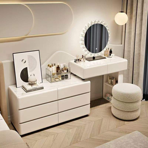 Value <b>Dressing</b> <b>Table</b> with Ambient Light Partitioned <b>Storage</b> Small-Space Suitable Vanity Desk Bedroom Practical Vanity - Product Image 3