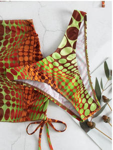 HANO Sexy Polka Dot Print Bikini Trois pièces Dessiner Corde Maillot De Bain À Lacets Corps Séparé Maillot De Bain Bandeau - Product Image 4