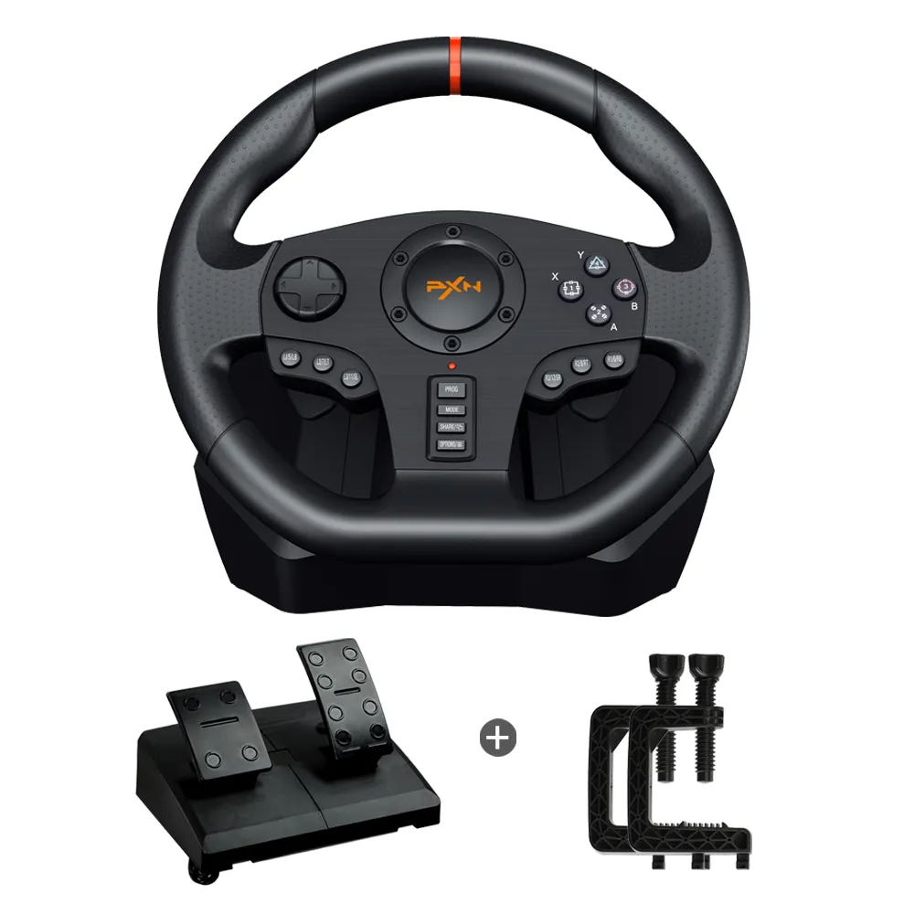 PXN V900 Game Steering Wheel Dual-Motor Feedback Driving Force Gaming Racing Wheel with Responsive Pedals