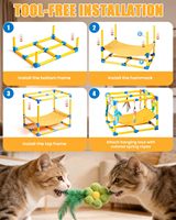 Kit d'activités pour chat à assembler soi-même, avec accessoires suspendus colorés et structure tubulaire stable pour le divertissement des chatons
