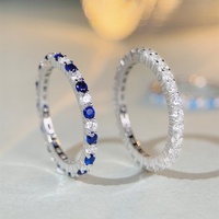 Perhiasan Berkilau Zirkon Mewah 5A 8A Cincin Pertunangan Abadi Pernikahan Ulang Tahun Pernikahan Perak Sterling 925 untuk Wanita