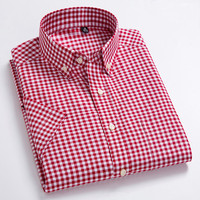 Haute Qualité Plaid Coton Casual Formelle À Manches Courtes Chemise Hommes Bouton Up Chemise D'affaires À Carreaux Respirant Lux Chemise De Travail