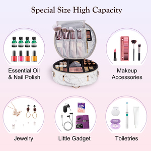 Portable Travel <b>Makeup</b> Bag Case Leather Cosmetic Storage Organizer Bag with Detachable Shoulder Strap Large Beauty <b>Box</b> - Product Image 2