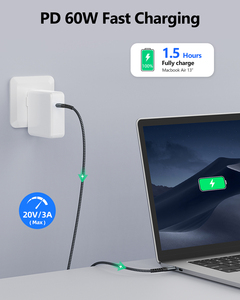 Cable USB C Trenzado SUNGUY con Certificación CE, 60W 3A, Carga Rápida, Cable de Datos para el Mercado Europeo, MOQ Pequeño de Fábrica - Product Image 2