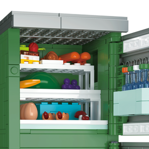 Jouets éducatifs en gros, modèles de construction de réfrigérateurs à double porte vintage, fruits, restaurant, chef, blocs de construction - Product Image 4