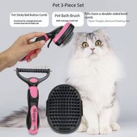 Ensemble de 3 brosses modernes en plastique pour enlever les poils de chien, avec design démêlant, brosse de massage écologique, pour le bain