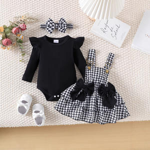 Комплект с длинным рукавом и юбкой-Харпером и принтом для маленьких девочек на весну и осень с хлопковым головным убором - Product Image 6