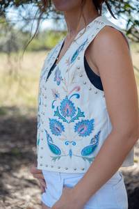 Veste matelassée en toile écologique pour femme, automne/hiver, avec broderie florale, doublure en coton, idéale pour les soirées - Product Image 3