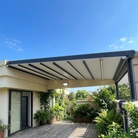 Pergola pliante moderne de luxe en alliage d'aluminium, imperméable, avec auvent rétractable et télécommande pour hôtel et restaurant
