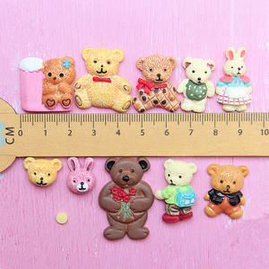 Cabochons en résine artificielle Kawaii, petit ours, lapin, animal de dessin animé mignon, plat, accessoire artisanal en résine, ornement - Product Image 4