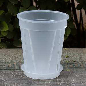 Transparent <b>Plastic</b> Garden Pots <b>Planter</b> with Saucer , Plant Pot Nursery Drainage Hole for House Plants, Herb, Flowers - Product Image 1