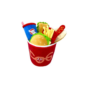 New Hamburger Family Bucket Set Puppy Dog <b>Plush</b> Toy Pet Doll Voice Toy - Product Image 4