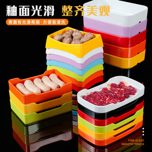 <b>Melamine</b> hot pot restaurant tableware, commercial self-service dishes, rectangular side dish <b>plates</b>, imitation porcelain - Product Image 4