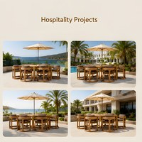 Meilleures ventes : Ensemble table et chaises pour hôtel, mobilier de villa, ensemble élégant de table et chaises en teck imperméable pour salle à manger extérieure et jardin