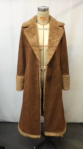 Women's Vintage Fleece-<b>Lined</b> Long <b>Coat</b> for Warmth in Fall and Winter Fashion - Product Image 2