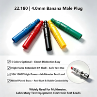 Connecteur banane de sécurité 4,0 mm - Accessoire de prise isolée en cuivre pur nickelé pour équipement de test