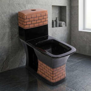 Modern Square Ceramic One Piece Toilet Designer Wooden Seat Stylish Bathroom Commode Bulk Order WC - Product Image 2