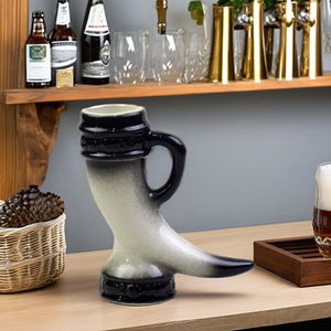 Tazas de <span class=keywords><strong>cerveza</strong></span> y vino de cuerno vikingo negro, gres de alta calidad para uso en Bar, buen vaso de chupito de licor para beber vino y <span class=keywords><strong>cerveza</strong></span> - Product Image 2