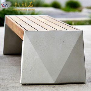 Nuevo Banco Artístico de Hormigón con Piedra Mágica y Madera, Muebles de Paisaje para Exteriores, Uso en Parques Municipales - Product Image 1