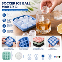 Moules à glaçons en silicone de qualité alimentaire en forme de ballon de football avec moules à glaçons sphériques, résistants au congélateur et à congélation rapide