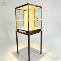 Vitrine en verre moderne avec éclairage LED personnalisée de luxe MOOKOO, avec support, facile à assembler, pour les magasins de vêtements