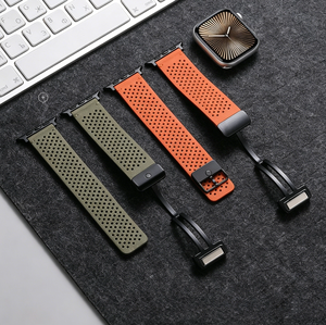 Bracelet de <span class=keywords><strong>montre</strong></span> en cuir respirant à boucle magnétique carrée creuse de 22 mm pour Apple Watch, GT5, S4, <span class=keywords><strong>Garmin</strong></span> 10 - Product Image 1