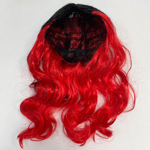 Moitié Noir Rouge Maîtresse Morbide Perruque Deux Tons Goth Hipster Vamp Méchante Sorcière Halloween Perruque - Product Image 5