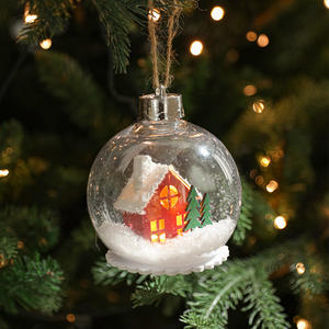 Led Gloeiende Kerstbal Ornamenten Doorzichtig Grote Plastic Hangende Bal Decoraties Met Gevulde Delicate Decoraties - Product Image 4