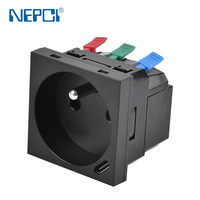 Enchufe Estándar Francés de 45*45 mm, 250V 16A, Enchufe de Alimentación sin Tornillos con Función de Carga USB y Tipo-C de 15W