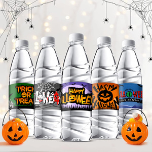 6 autocollants étanches pour bouteilles d'eau d'Halloween, étiquettes en forme de citrouille, autocollants décoratifs pour bouteilles - Product Image 3