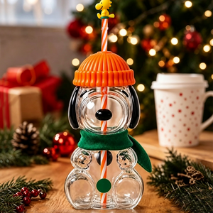 Offre Spéciale – Tasse à paille en verre borosilicate haute qualité avec couvercle, motif chien 3D en dessin animé, idéale pour les cadeaux d'anniversaire d'enfants et la décoration de chapeaux et écharpes tricotés. - Product Image 6
