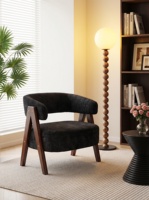 Fauteuil individuel moderne et minimaliste en bois massif avec assise en velours et rembourrage en éponge pour salon, balcon intérieur, montage facile, mobilier