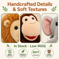 14-Piece Boneka Hewan Hutan Singa Gajah Monyet Jerapah Harimau Zebra Set Boneka Plush untuk Cerita di Kelas Bahan Katun PP Ulang Tahun
