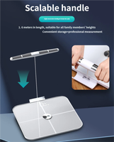Balance connectée rotative à huit électrodes pour la mesure de la graisse corporelle à domicile, contrôle par application, mesure de la perte de poids, alimentée par 4 piles 1,5 mAh