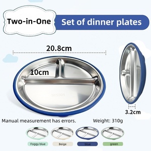 Cubiertos de Silicona <span class=keywords><strong>para</strong></span> Niños, Cuchara y Tenedor de Acero Inoxidable 304, Vaso Antiderrames, <span class=keywords><strong>Plato</strong></span> Dividido <span class=keywords><strong>con</strong></span> <span class=keywords><strong>Ventosa</strong></span> y Cubiertos de Silicona Extraíbles - Product Image 2