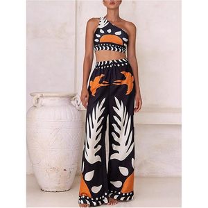 Maillot de bain 3 pièces personnalisé pour femme, ensemble bikini asymétrique à une épaule et taille haute avec pantalon de plage imprimé numérique extensible - Product Image 1