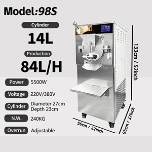 Commercial Stainless Steel Ice Cream Machine Adjustable Overrun 14L Tank Floor Standing Batch <b>Freezer</b> Gelato Maker Equipment - Product Image 2