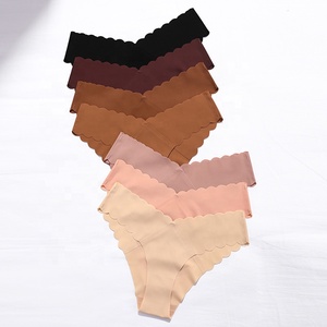 Sharicca 7 Couleurs Culotte Femme Sans Couture en Soie Glacée Taille Haute Ondulée Bikini - Product Image 2