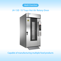 Horno de Convección Rotatorio Eléctrico JH 15D de 15 Bandejas, 75 kg/h, Horno de Panadería Compacto y Programable para Galletas, Muffins y Pasteles